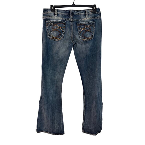 Silver Jeans Frances Bootcut Womens W31 Blue Distressed Denim Mid Rise Stretch - Picture 2 of 9